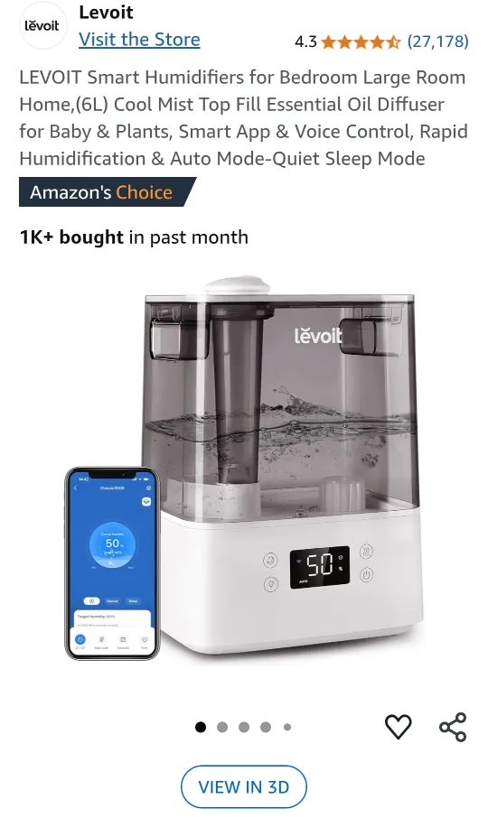 Levoit Smart Humidifier - 6L Cool Mist Ultrasonic Humidifier image indicator(3)