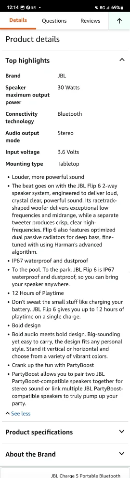 JBL Flip 6 Portable Bluetooth Speaker - Camo image indicator(2)