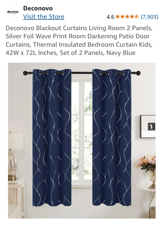 Deconovo Blackout Curtains, Navy Blue