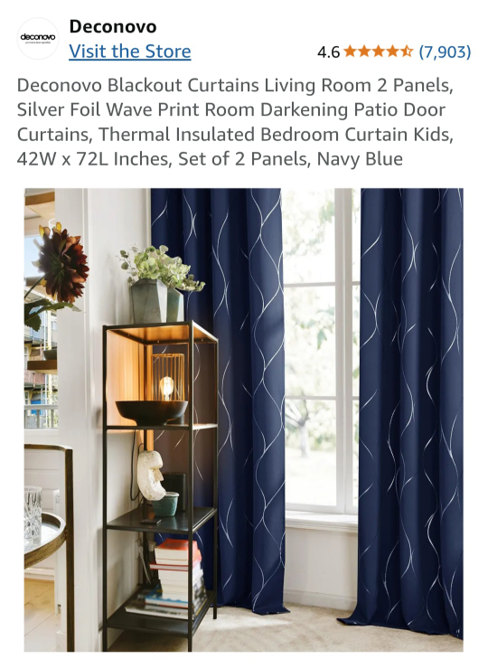 Deconovo Blackout Curtains, Navy Blue - photo 2