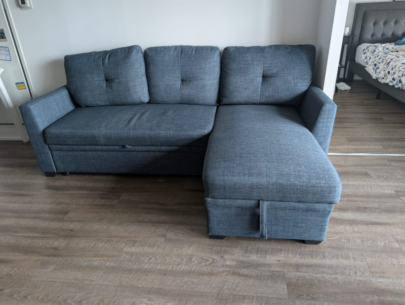 Grey Sectional Bed Sofa with Storage