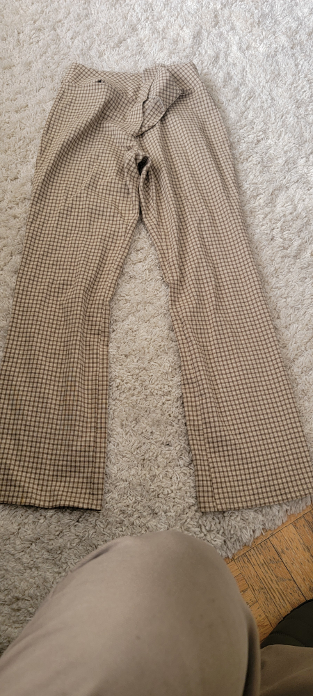 Modalu Women's Brown and Beige Checked Pants