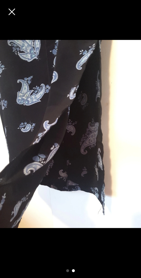 Vintage 90s Black and Blue Paisley maxi Skirt with slit - photo 2