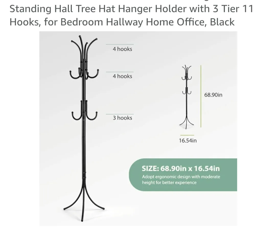 Standing Coat Rack 3 tier with 11 Hooks image indicator(2)