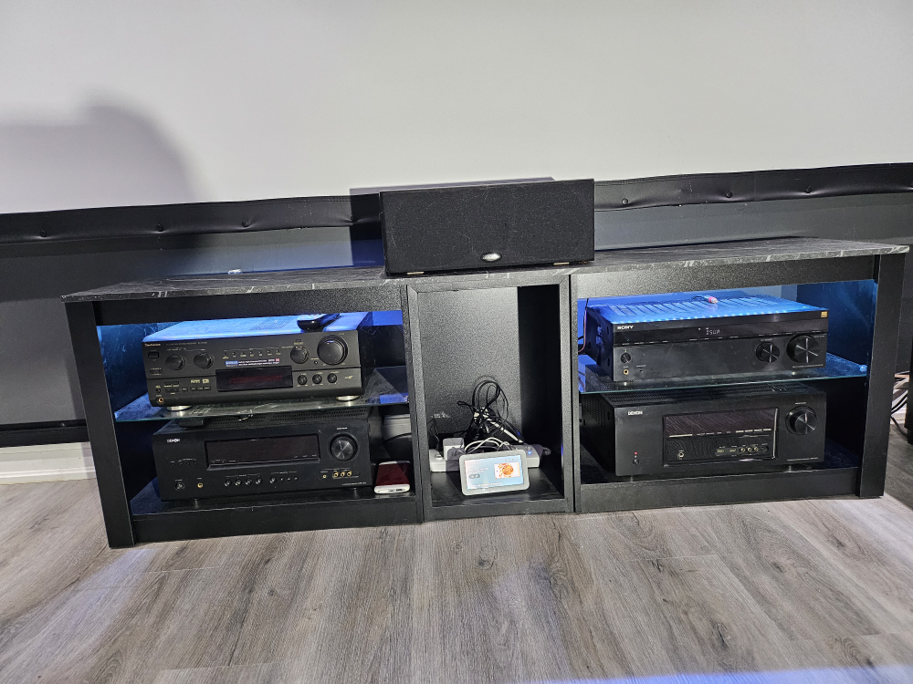 Entertainment center with LED lights