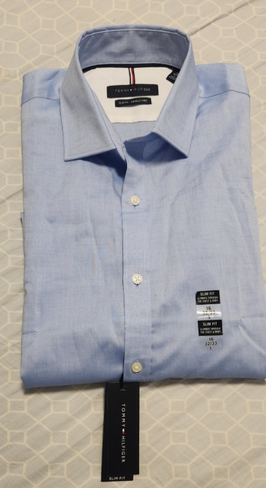 Tommy Hilfiger Men's Slim Fit Light Blue Dress Shirt - Size L - photo 2
