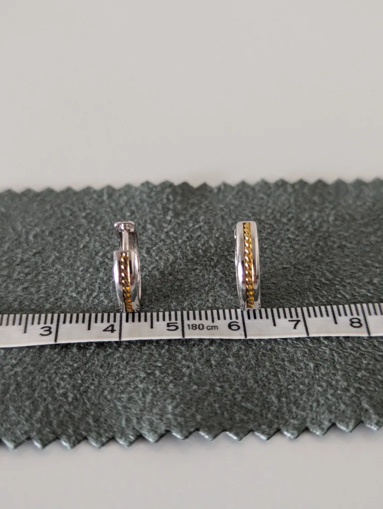 S925 Sterling Silver and Gold Hoop Earrings image indicator(3)