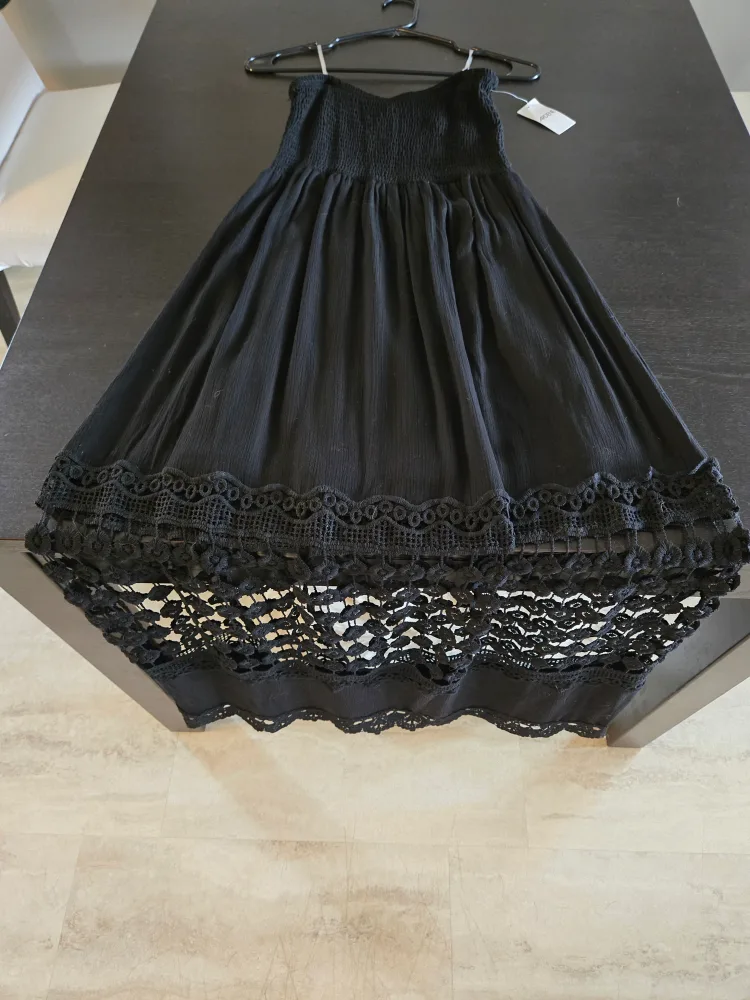 New Black Maxi Dress with Lace Detail image indicator(5)