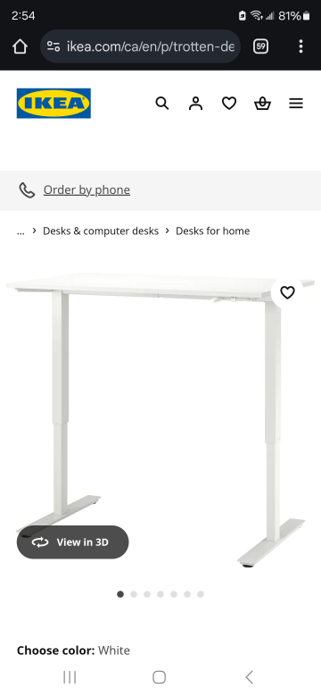 IKEA TROTTEN White Standing Desk
