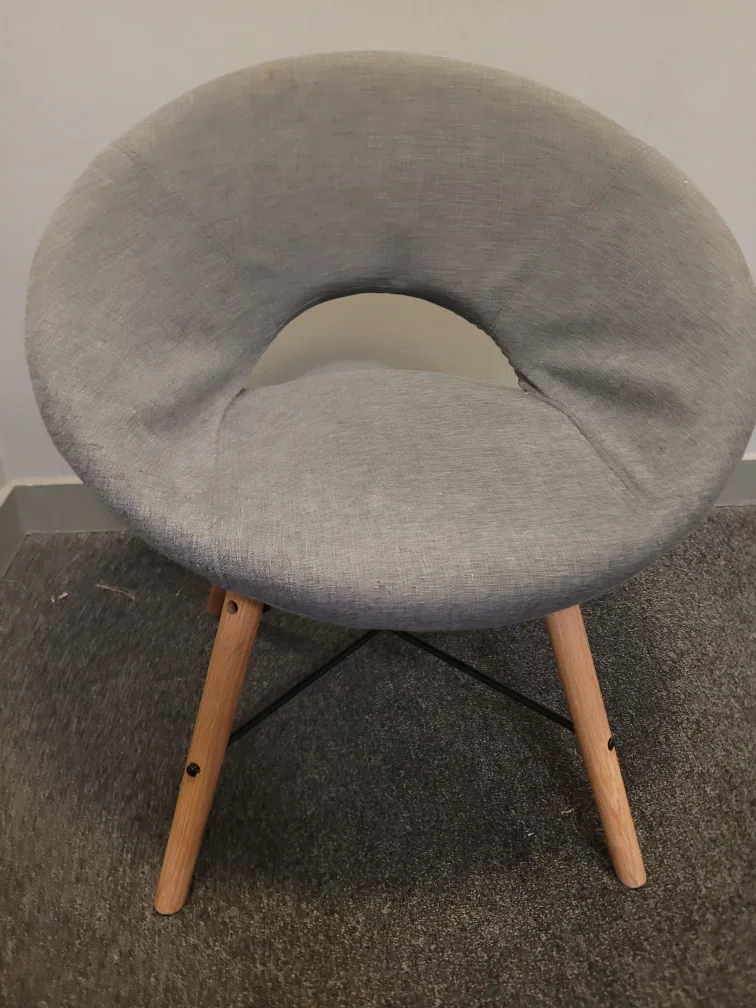 Unique Grey Fabric Accent Chair with Wooden Legs image indicator(2)