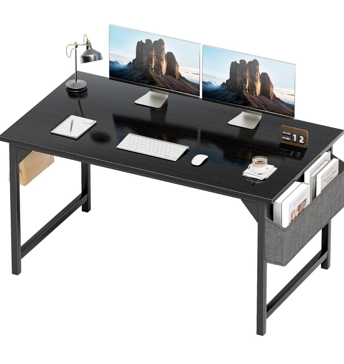 Black Computer Desk with Side Storage