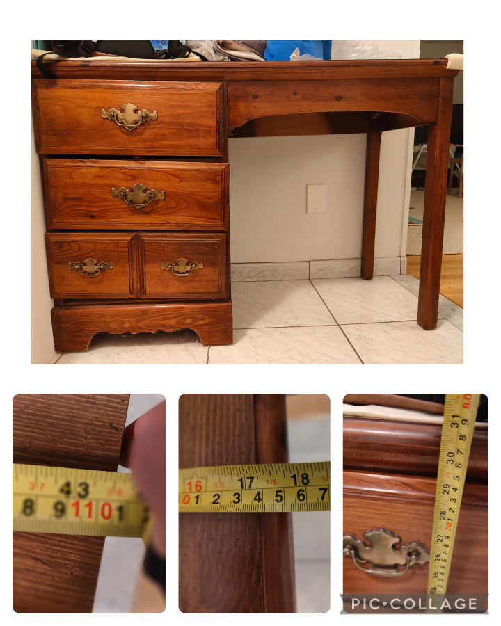 Vintage Wooden Desk with Drawers