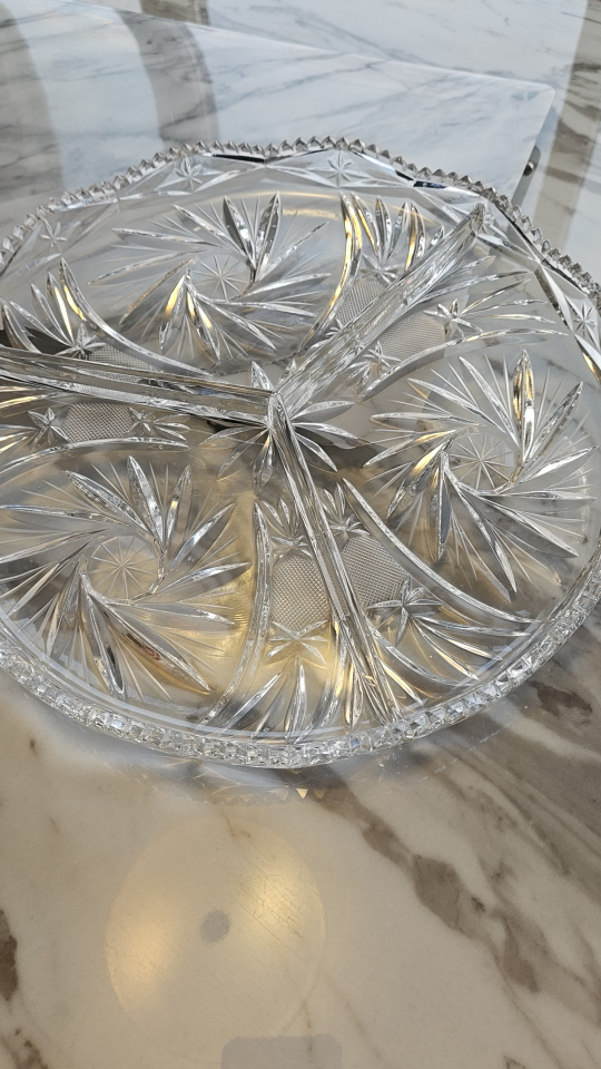 Vintage Crystal Serving Platter with Four Sections - photo 2