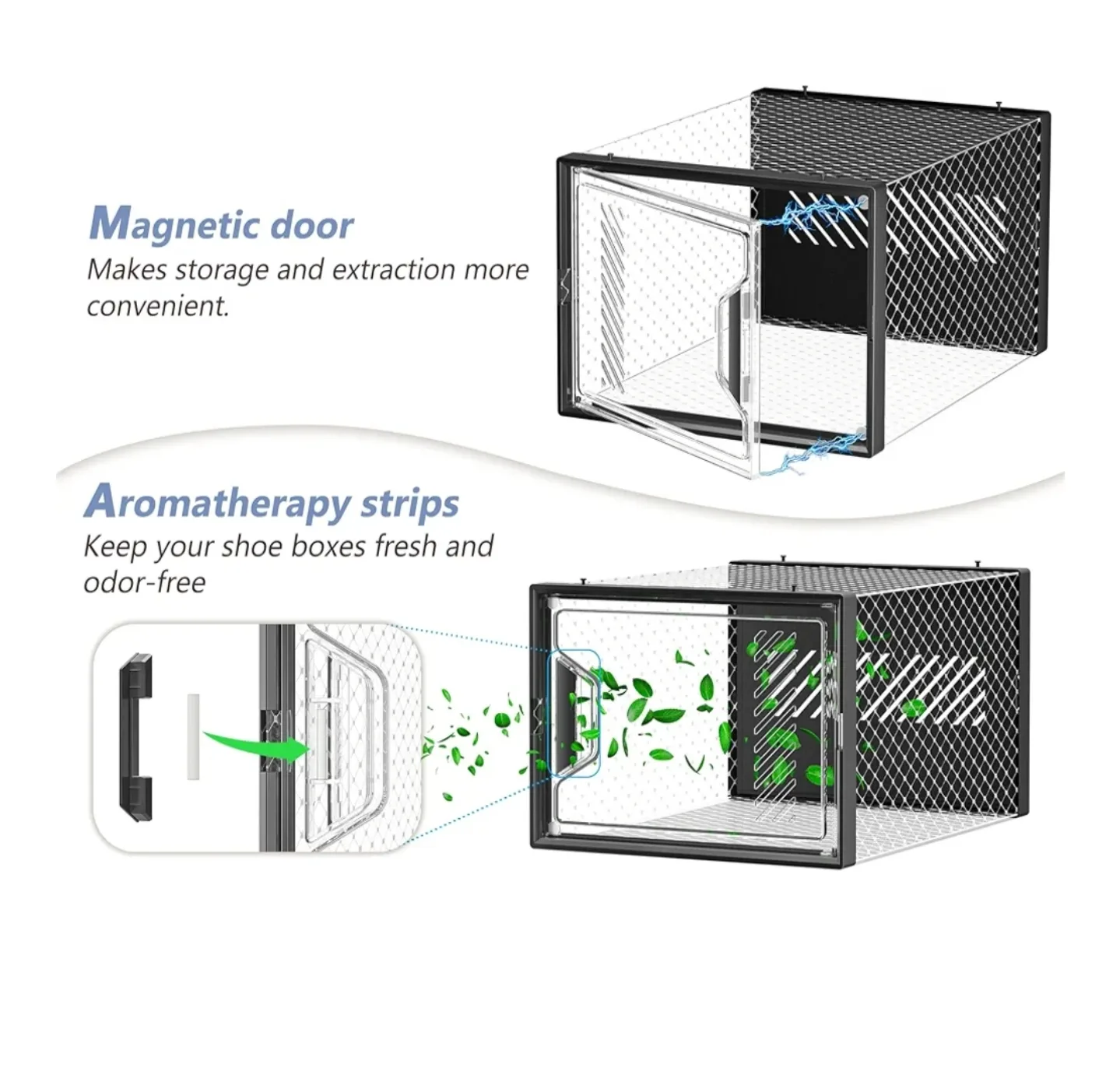 12 Stackable Clear Shoe Storage Boxes with Magnetic Doors image indicator(4)