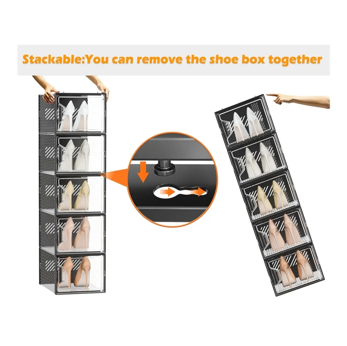 12 Stackable Clear Shoe Storage Boxes with Magnetic Doors image indicator(5)