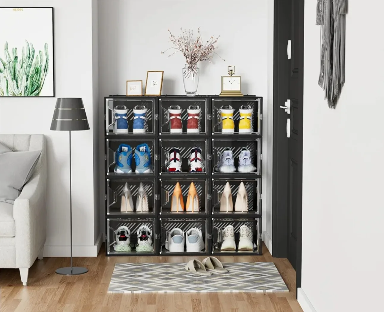 12 Stackable Clear Shoe Storage Boxes with Magnetic Doors image indicator(6)