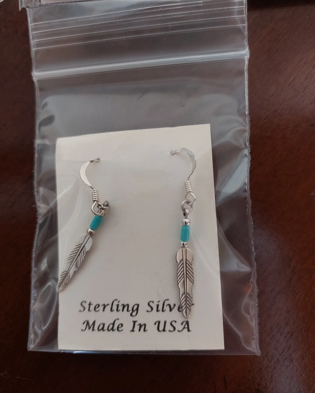 Brand New sterling silver earrings "Bear" "Feather" image indicator(5)