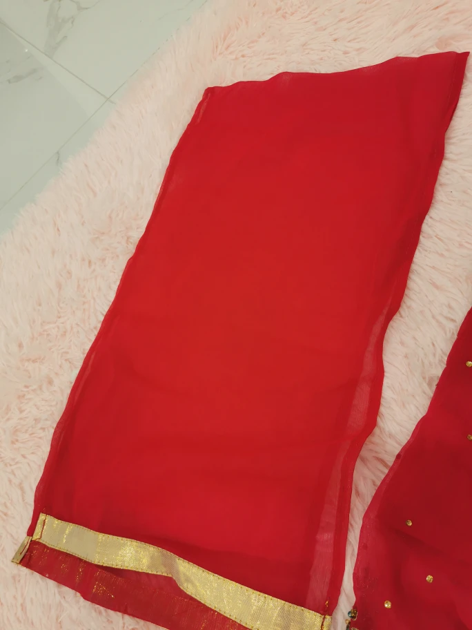 Girls' Red Embroidered Sharara Suit - photo 2