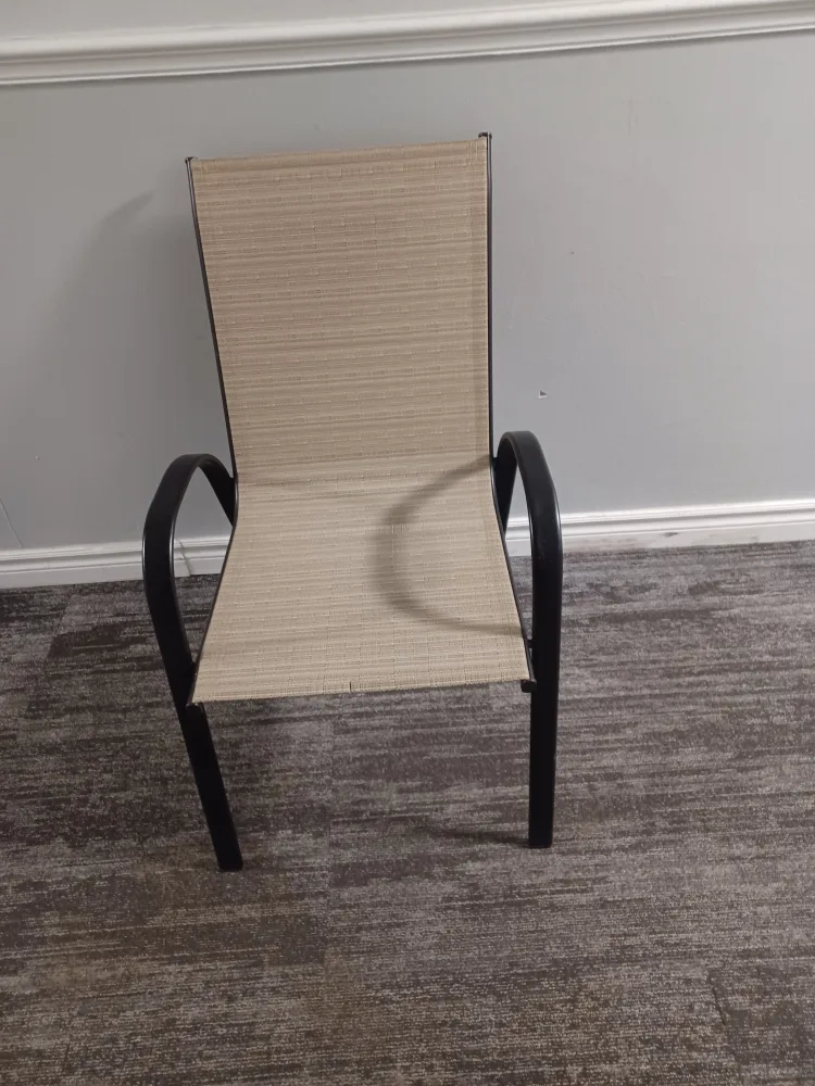 Beige Sling Patio Chair with Black Frame image indicator(3)