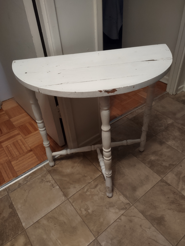 White Half-Moon Console Table
