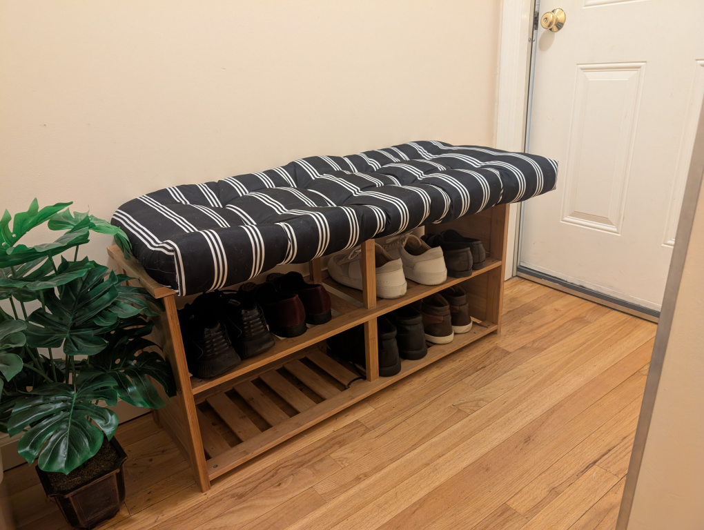 Bamboo Shoe Rack with Cushion Top - photo 5