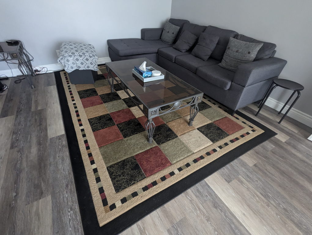 glass coffee table with side table