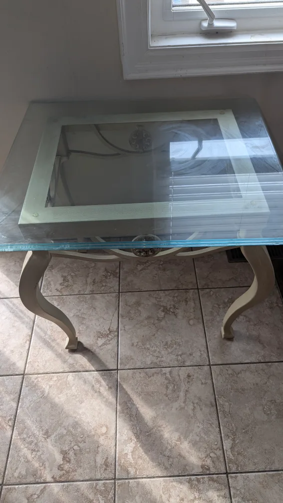 2 Glass Top Coffee Table - Ornate Metal Frame image indicator(2)