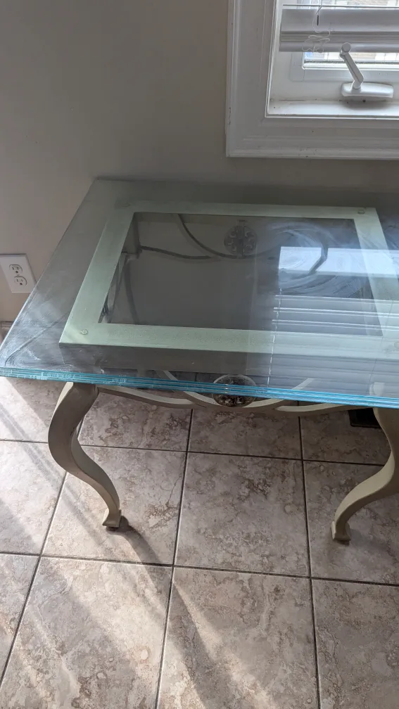 2 Glass Top Coffee Table - Ornate Metal Frame image indicator(3)