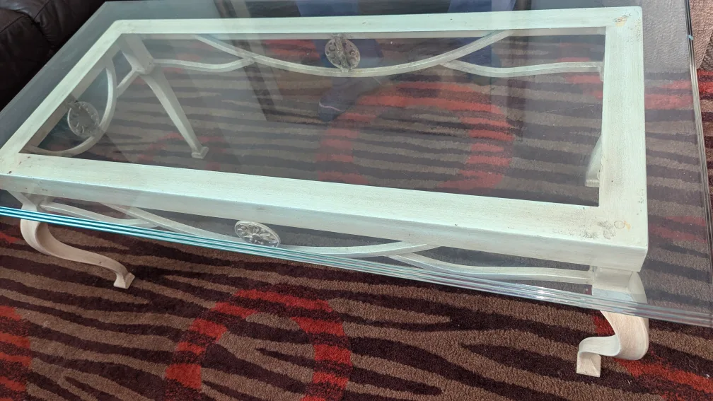 2 Glass Top Coffee Table - Ornate Metal Frame image indicator(5)