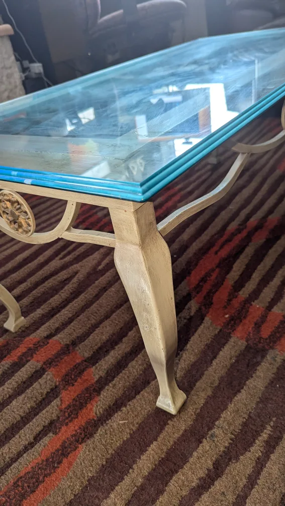 2 Glass Top Coffee Table - Ornate Metal Frame image indicator(6)