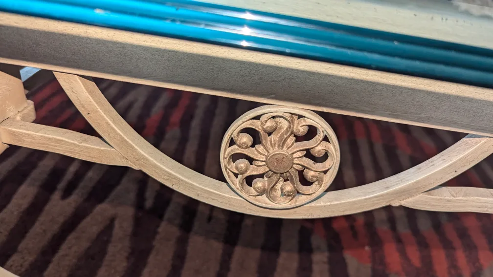 2 Glass Top Coffee Table - Ornate Metal Frame image indicator(7)