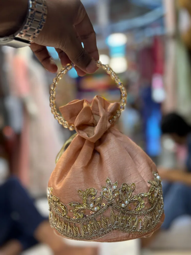 Peach and Gold Pakistani Shalwar Kameez with Embellishments image indicator(4)