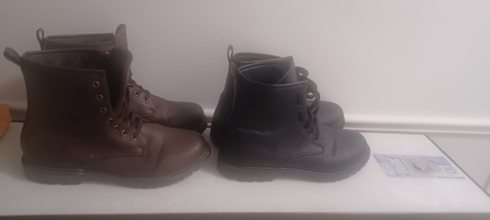 Pair of Women's Lace-Up Boots - Brown & Black