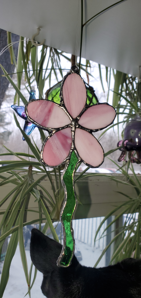 Stained Glass Pink Flower (Thin Stem) - photo 2