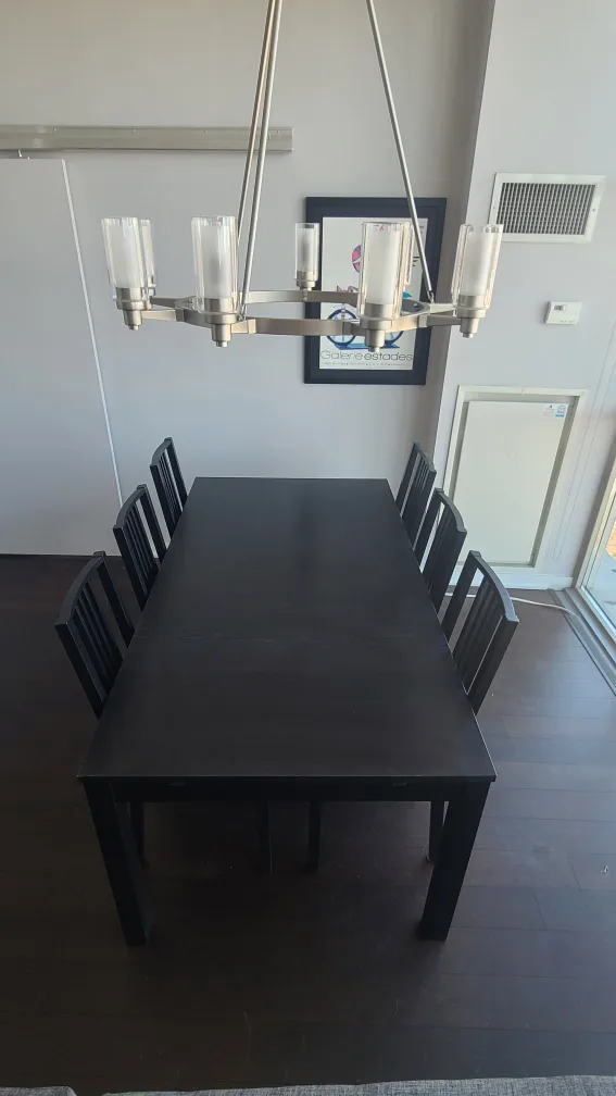 Black Extendable Dining Table with Six Chairs image indicator(2)