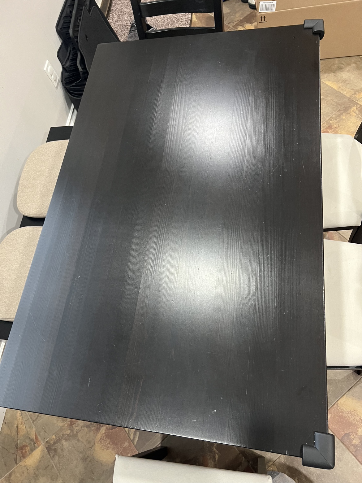 Black Dining Table Set with Bench and Four Chairs - photo 5
