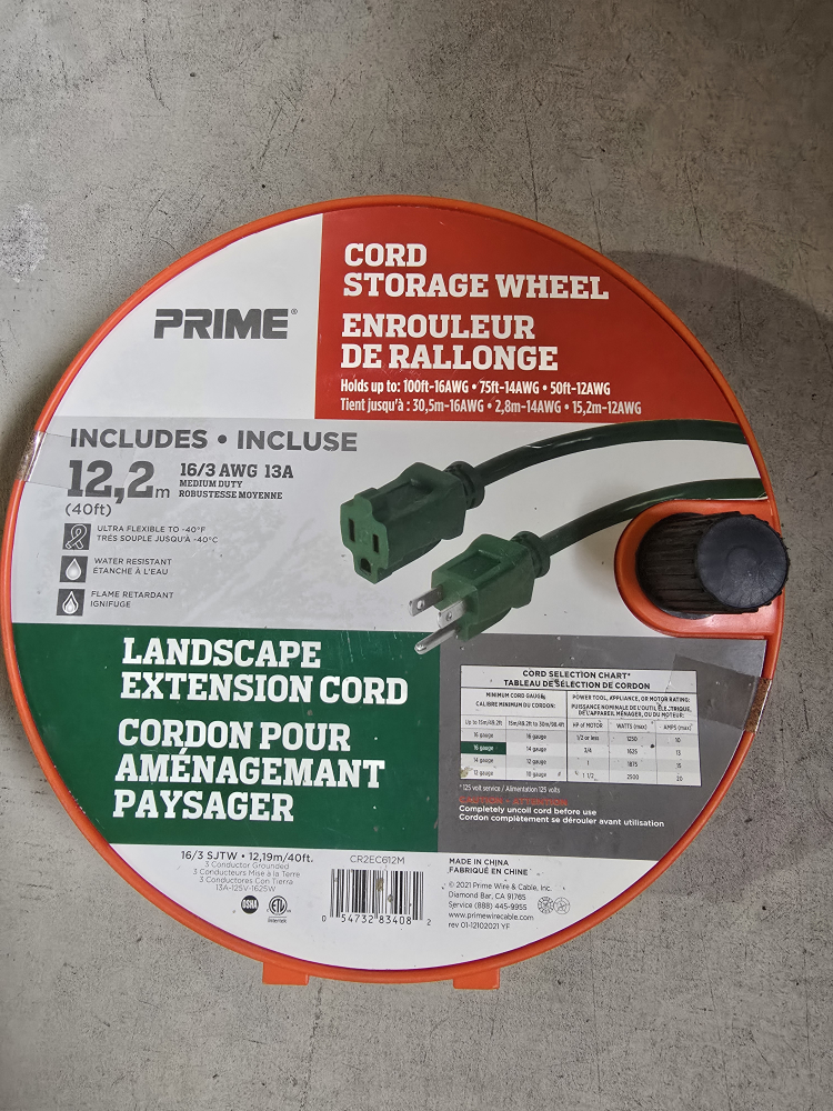 Prime 12.2m Landscape Extension Cord Reel