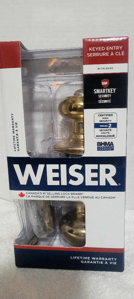 Weiser SmartKey Keyed Entry Door Knob Set - Gold