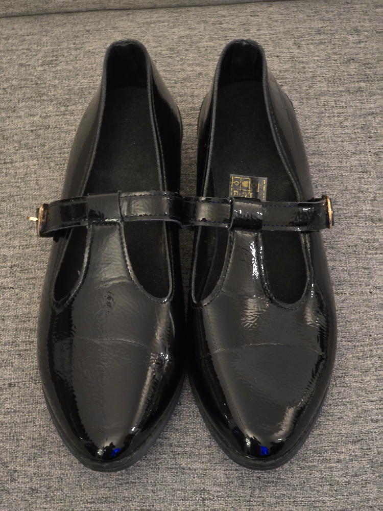 #Freecycle Black Patent Leather T-Strap Shoes
