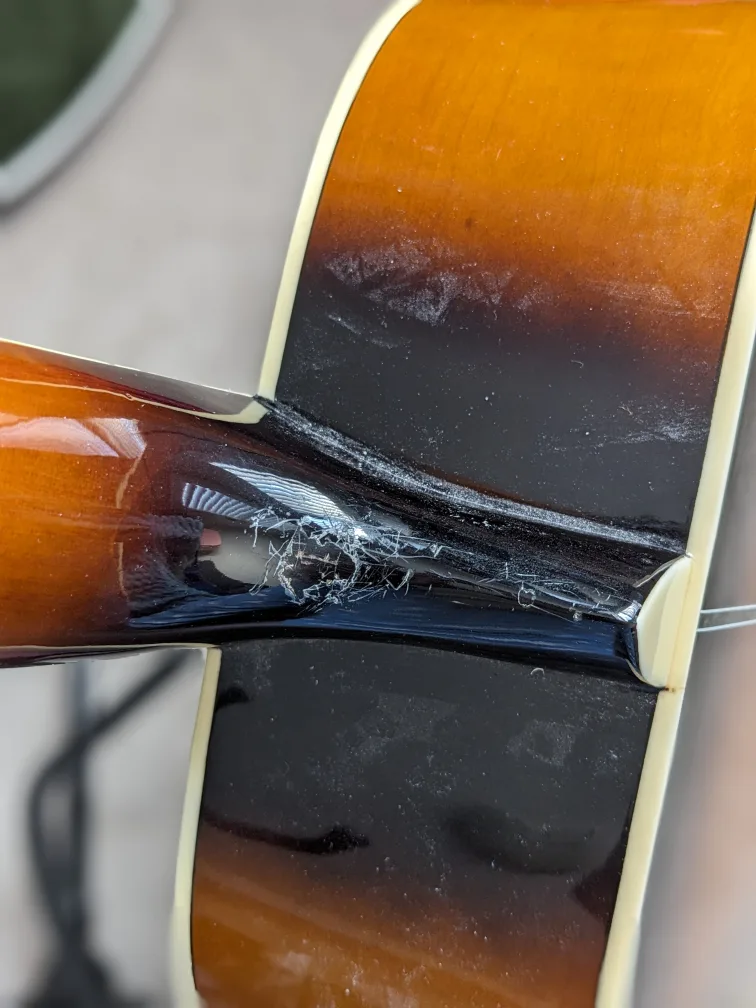 Acoustic guitar with: case, tuner, pick, new strings image indicator(5)