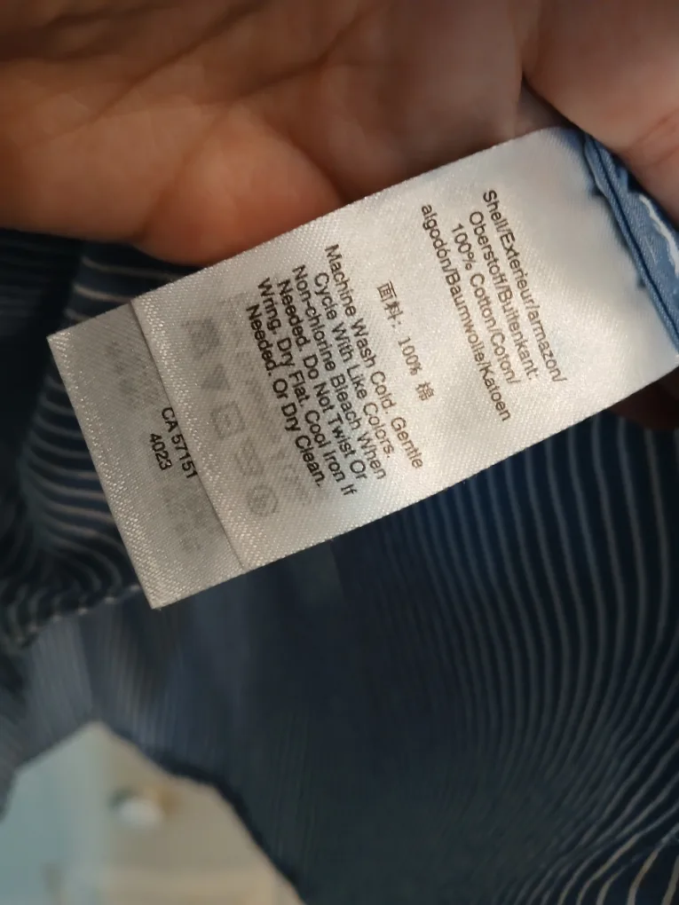 DKNY striped cotton blue and white button up, size large (L) image indicator(8)