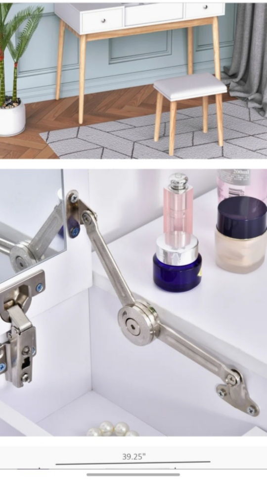 White Vanity Set with Mirror and Stool - photo 2