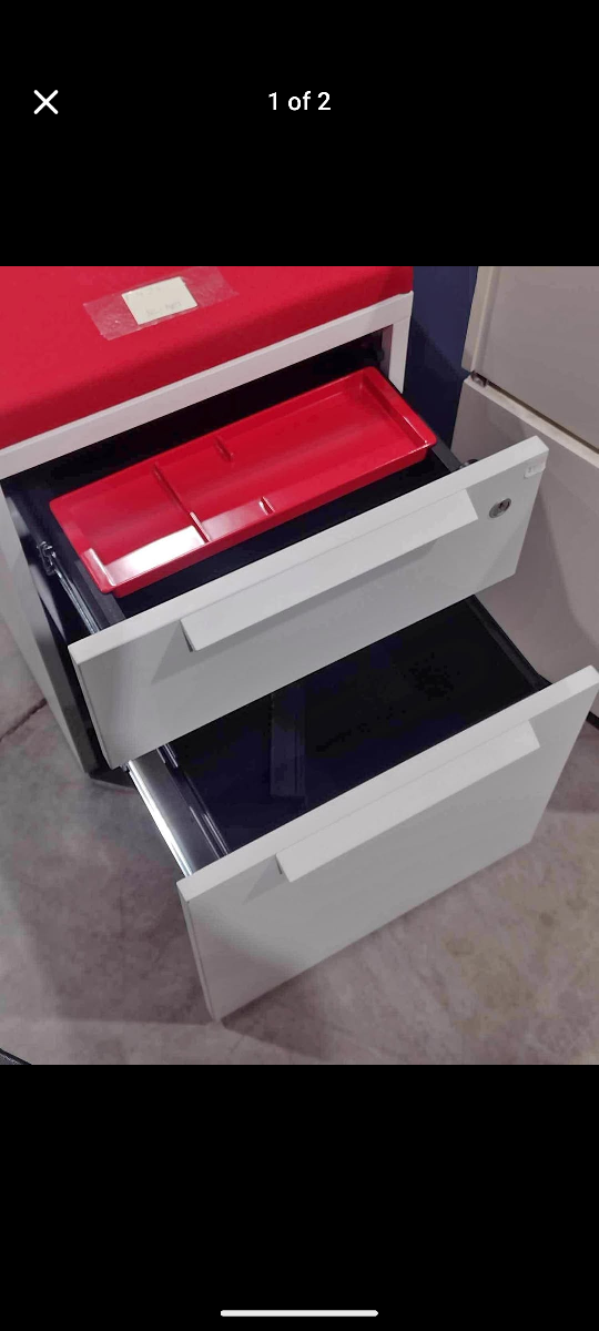 Cushioned Rolling Office Pedestal, Red / White - photo 2