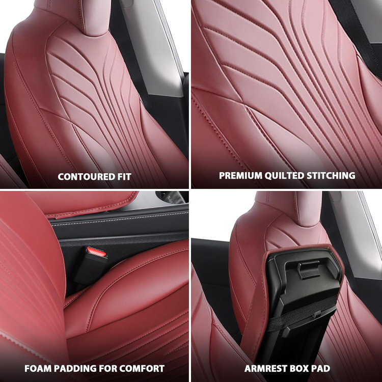 Custom-fit Tesla Model Y seat covers - Burgundy🥕 - photo 3
