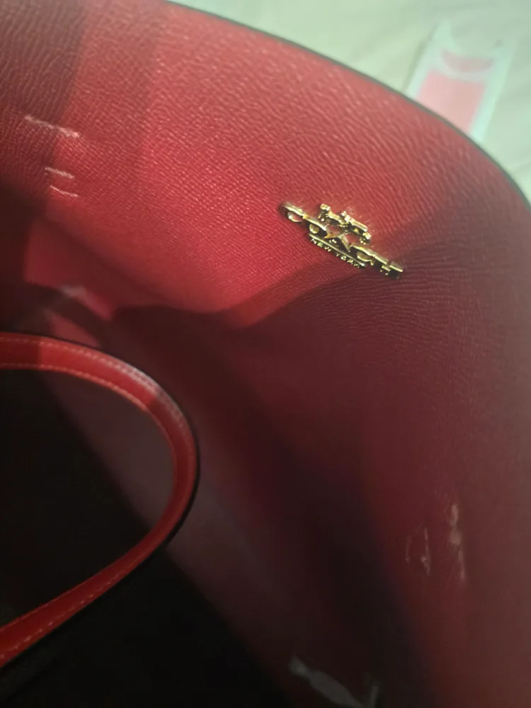 Coach Tote Bag - Brown Signature Canvas with Red Leather Accents image indicator(4)