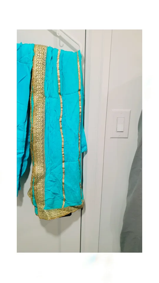 Beautiful Turquoise Salwar Kameez with Gold Embroidery image indicator(2)