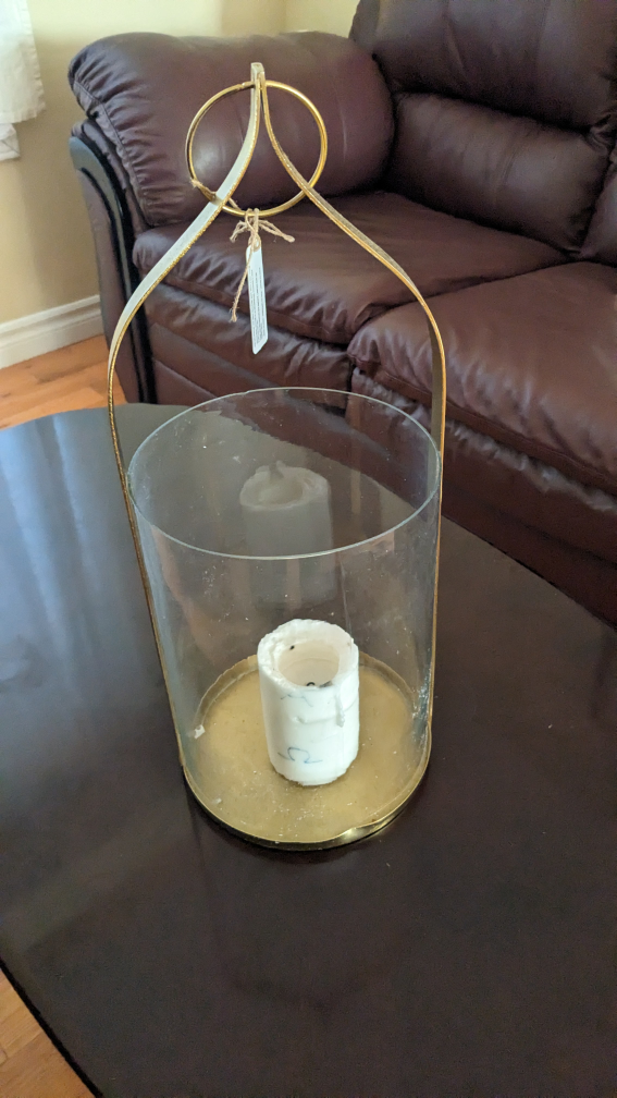 Gold Metal and Glass Candle Lantern: #Freecycle