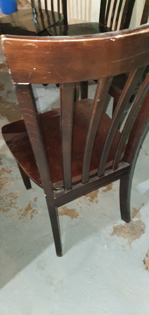 Set of Four Dark Brown Wooden Dining Chairs - photo 3