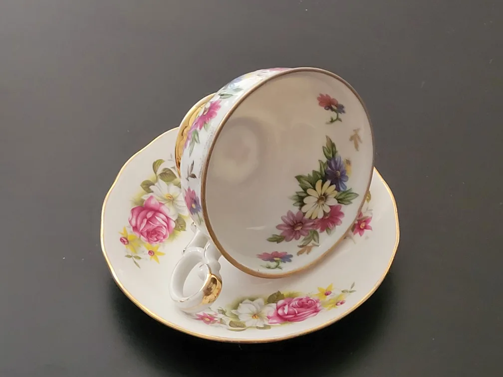 Vintage Floral Teacup and Saucer Set image indicator(3)