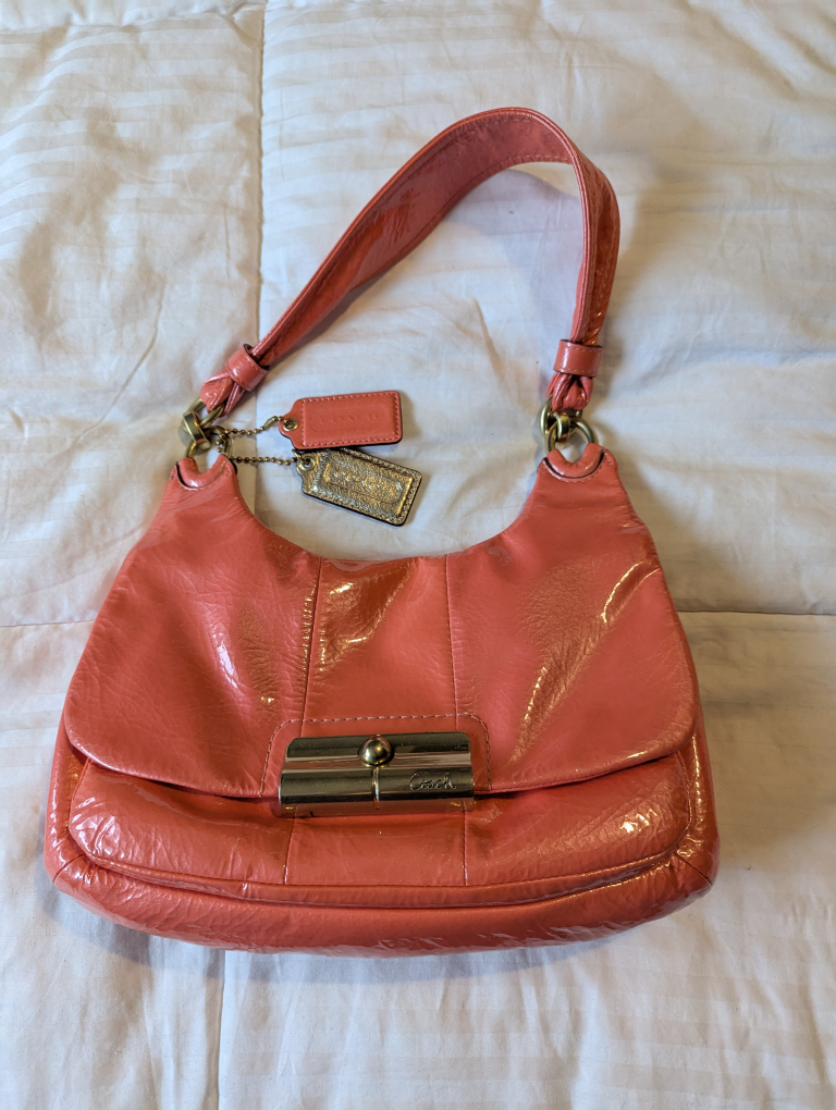 Coach Kristin Coral Patent Leather Shoulder Bag